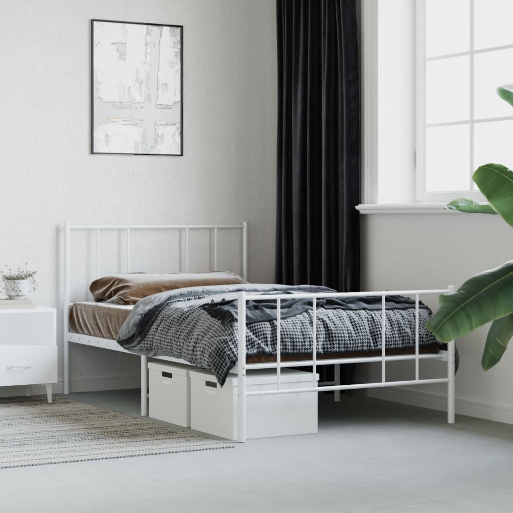 Bedframe met hoofd- en voeteneinde metaal wit 90x190 cm Bedden & bedframes | Creëer jouw Trendy Thuis | Gratis bezorgd & Retour | Trendy.nl
