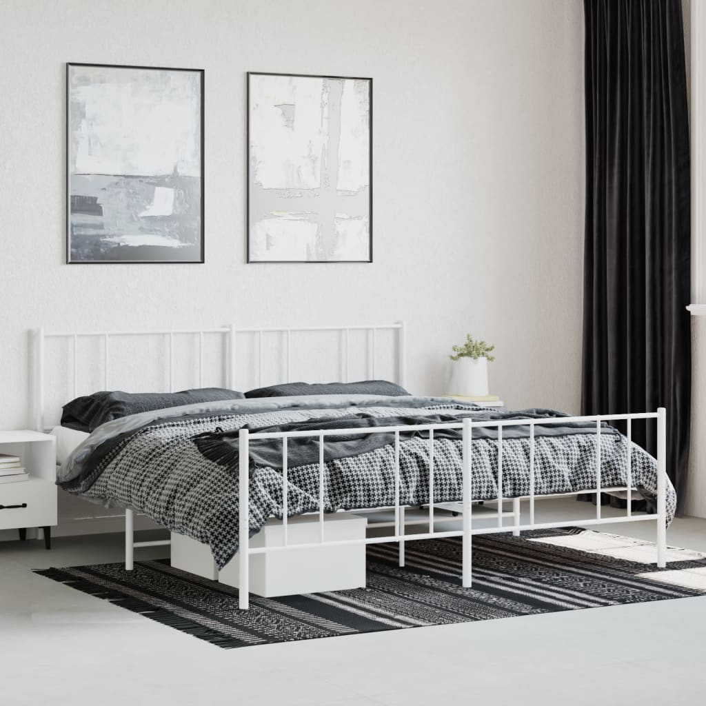 Bedframe met hoofd- en voeteneinde metaal wit 180x200 cm Bedden & bedframes | Creëer jouw Trendy Thuis | Gratis bezorgd & Retour | Trendy.nl