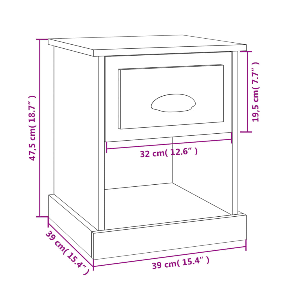 Nachtkastje 39x39x47,5 cm bewerkt hout wit Nachtkastjes | Creëer jouw Trendy Thuis | Gratis bezorgd & Retour | Trendy.nl