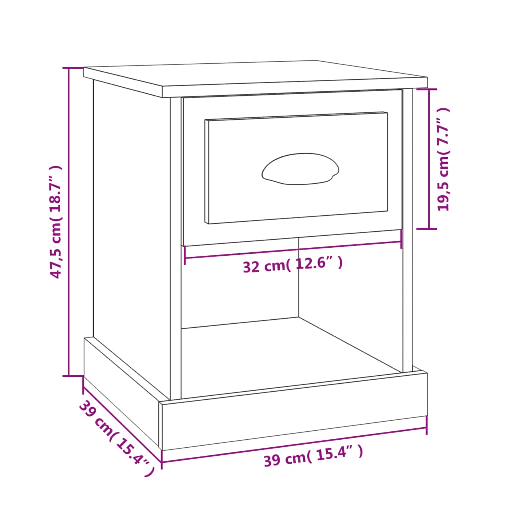 Nachtkastje 39x39x47,5 cm bewerkt hout zwart Nachtkastjes | Creëer jouw Trendy Thuis | Gratis bezorgd & Retour | Trendy.nl