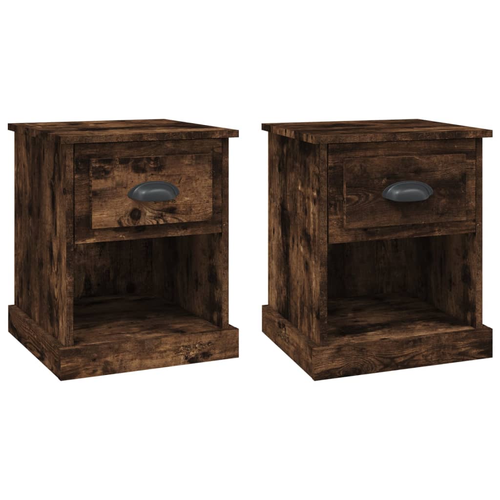 Nachtkastjes 2 st 39x39x47,5 cm bewerkt hout gerookt eikenkleur Nachtkastjes | Creëer jouw Trendy Thuis | Gratis bezorgd & Retour | Trendy.nl