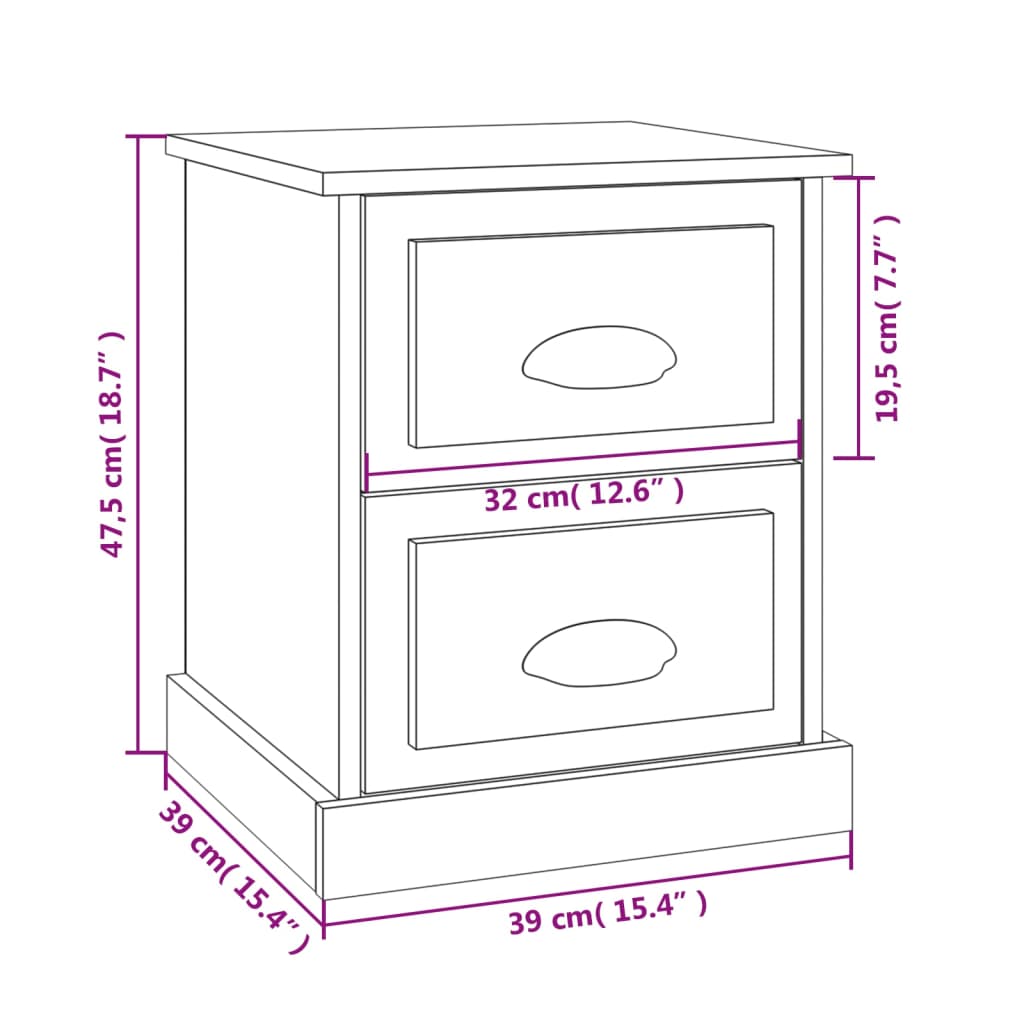 Nachtkastje 39x39x47,5 cm bewerkt hout wit Nachtkastjes | Creëer jouw Trendy Thuis | Gratis bezorgd & Retour | Trendy.nl