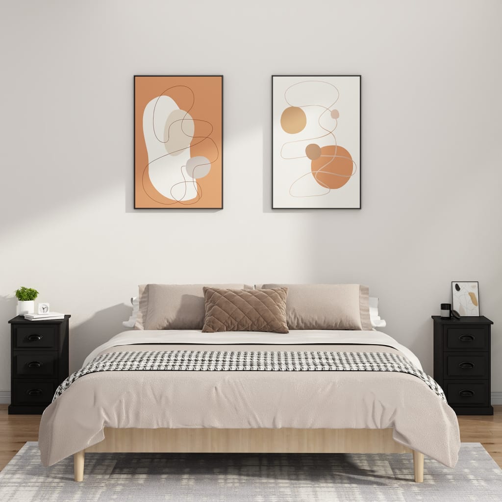 Nachtkastje 39x39x67 cm bewerkt hout zwart Nachtkastjes | Creëer jouw Trendy Thuis | Gratis bezorgd & Retour | Trendy.nl