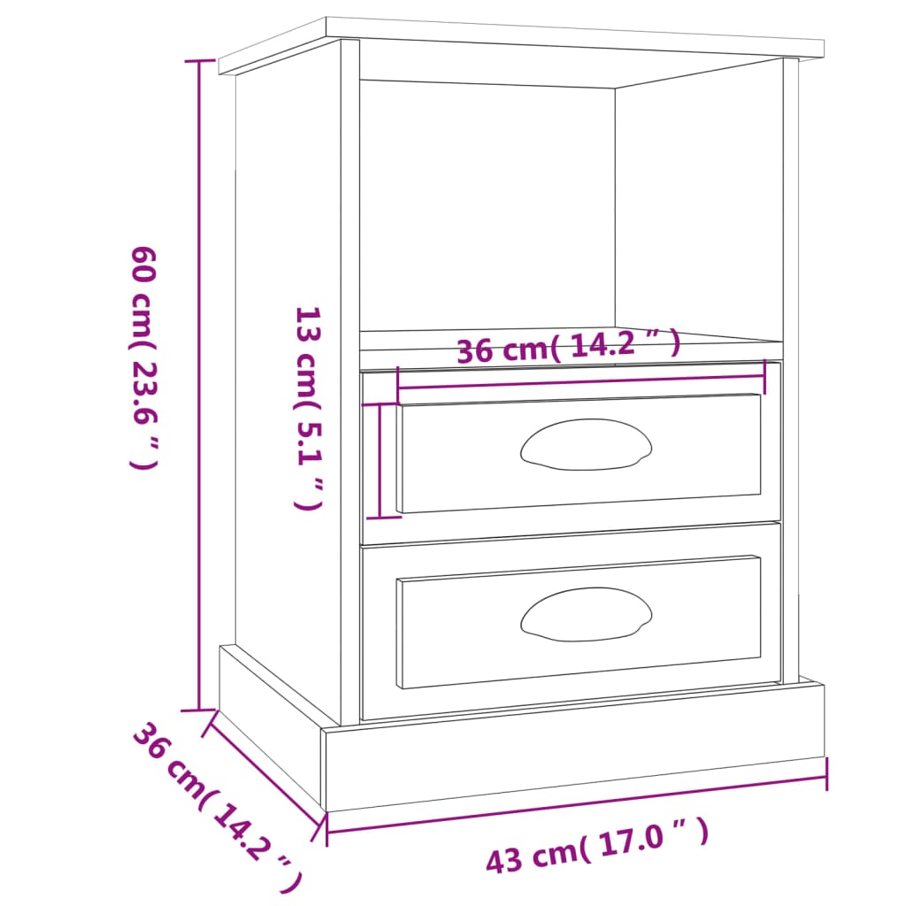 Nachtkastje 43x36x60 cm wit Nachtkastjes | Creëer jouw Trendy Thuis | Gratis bezorgd & Retour | Trendy.nl