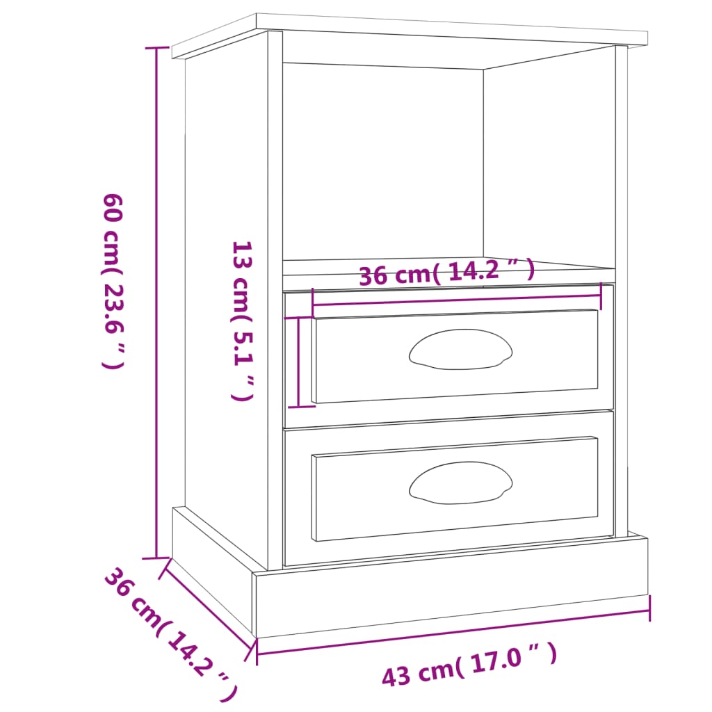 Nachtkastjes 2 st 43x36x60 cm sonoma eikenkleurig Nachtkastjes | Creëer jouw Trendy Thuis | Gratis bezorgd & Retour | Trendy.nl