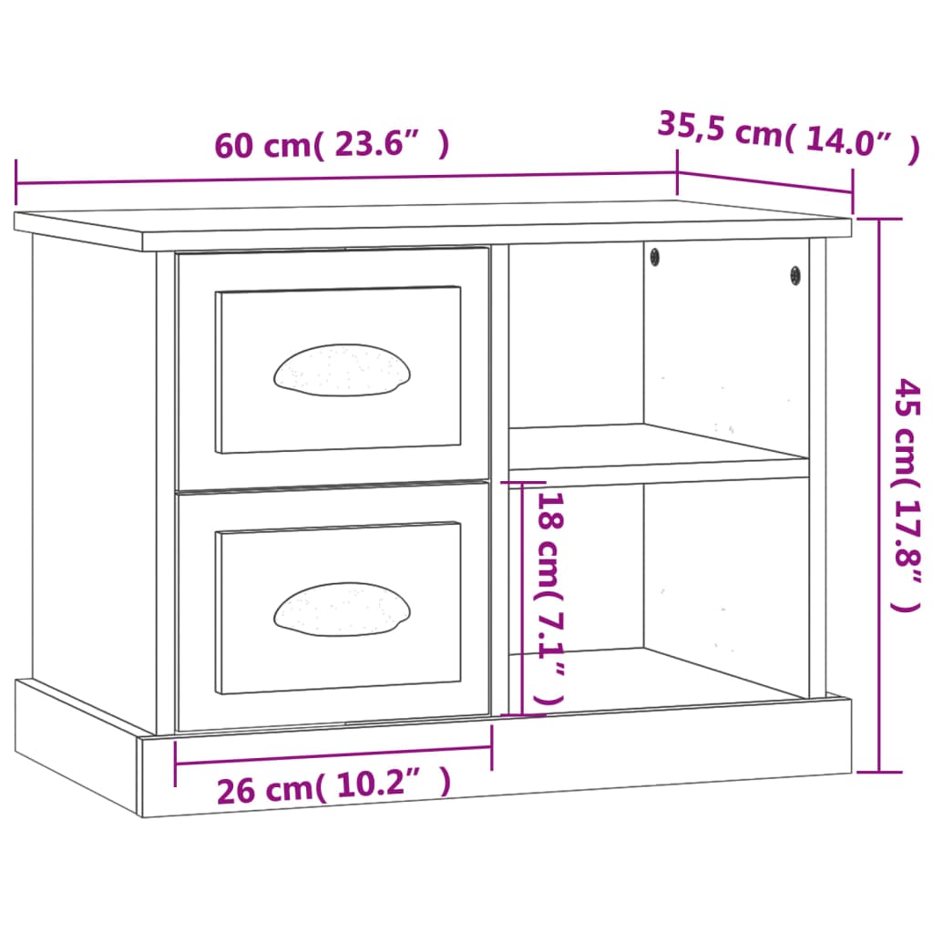 Nachtkastje 60x35,5x45 cm zwart Nachtkastjes | Creëer jouw Trendy Thuis | Gratis bezorgd & Retour | Trendy.nl