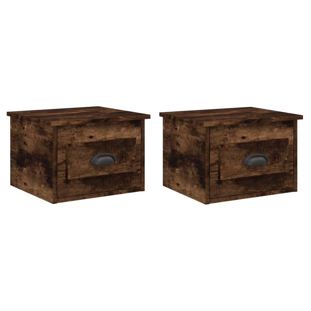 Nachtkastjes 2 st wandgemonteerd 41,5x36x28 cm gerookt eiken Nachtkastjes | Creëer jouw Trendy Thuis | Gratis bezorgd & Retour | Trendy.nl