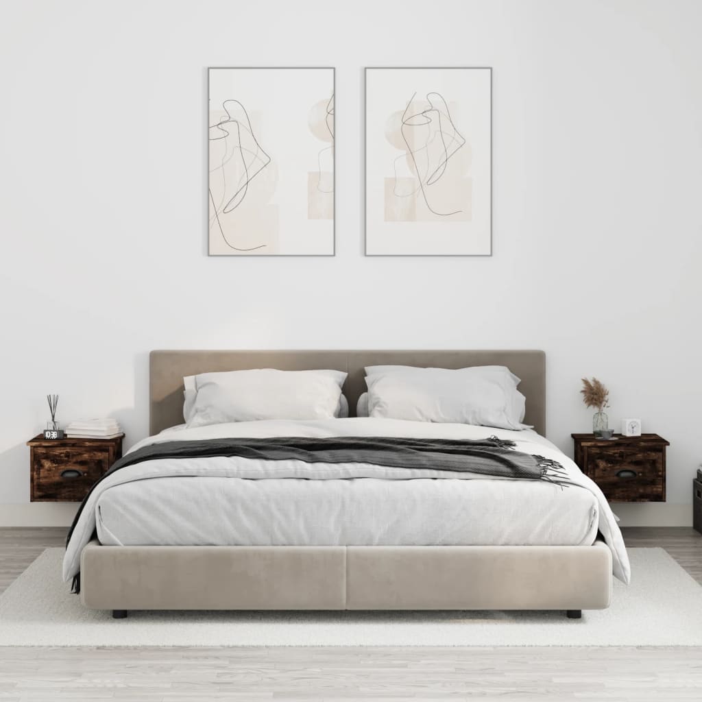 Nachtkastjes 2 st wandgemonteerd 41,5x36x28 cm gerookt eiken Nachtkastjes | Creëer jouw Trendy Thuis | Gratis bezorgd & Retour | Trendy.nl