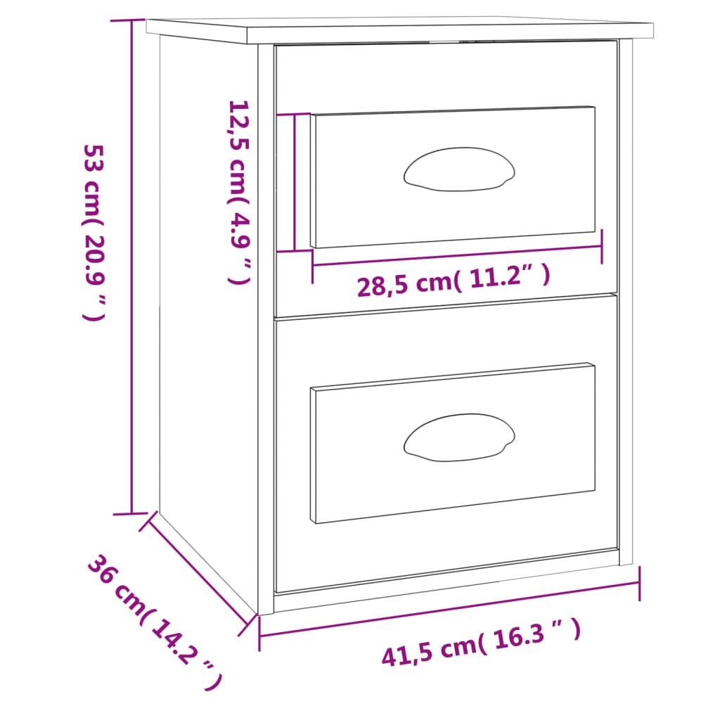 Nachtkastje wandgemonteerd 41,5x36x53 cm wit Nachtkastjes | Creëer jouw Trendy Thuis | Gratis bezorgd & Retour | Trendy.nl