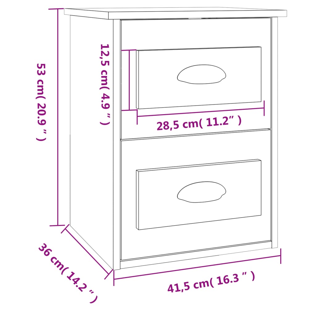 Nachtkastje wandgemonteerd 41,5x36x53 cm hoogglans wit Nachtkastjes | Creëer jouw Trendy Thuis | Gratis bezorgd & Retour | Trendy.nl