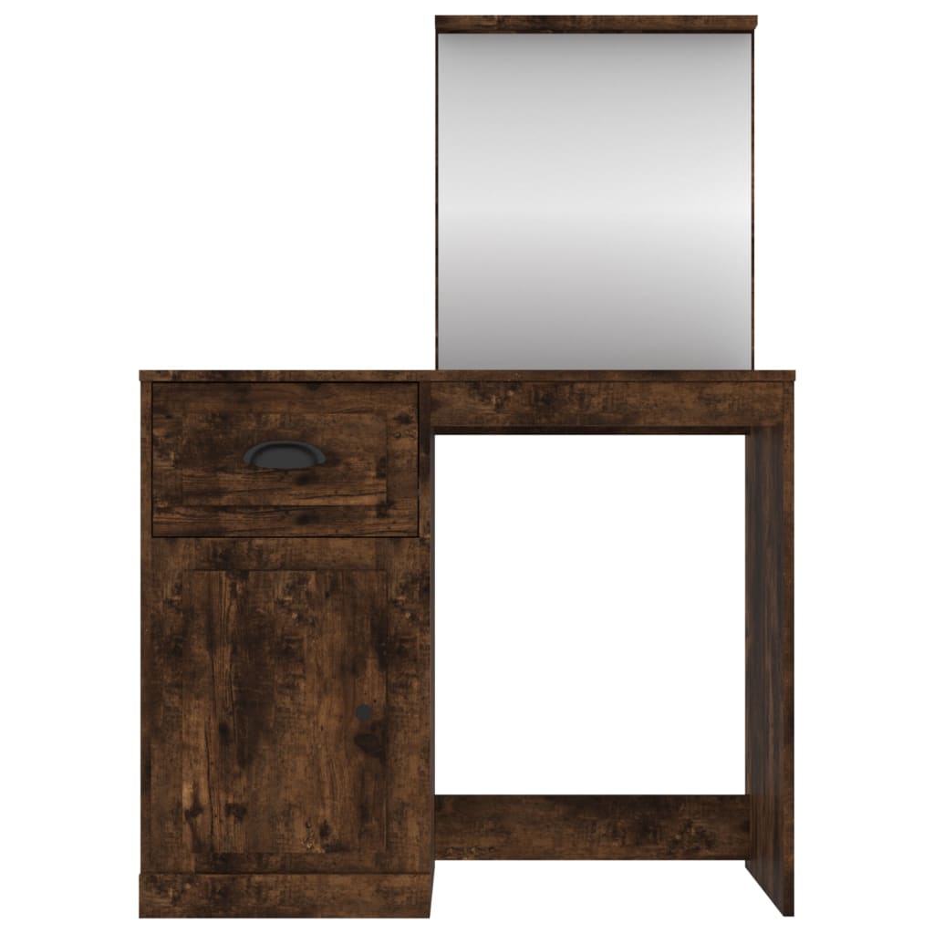 Prachtige kaptafel met spiegel - 90x50x132,5 cm - stijlvol design in gerookt eikenhout Slaapkamerkaptafels | Creëer jouw Trendy Thuis | Gratis bezorgd & Retour | Trendy.nl