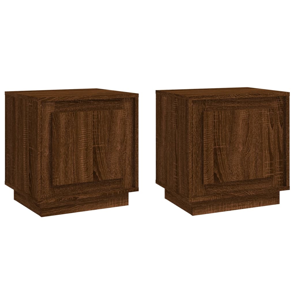 Nachtkastjes 2 st 44x35x45 cm bewerkt hout bruin eikenkleur Nachtkastjes | Creëer jouw Trendy Thuis | Gratis bezorgd & Retour | Trendy.nl