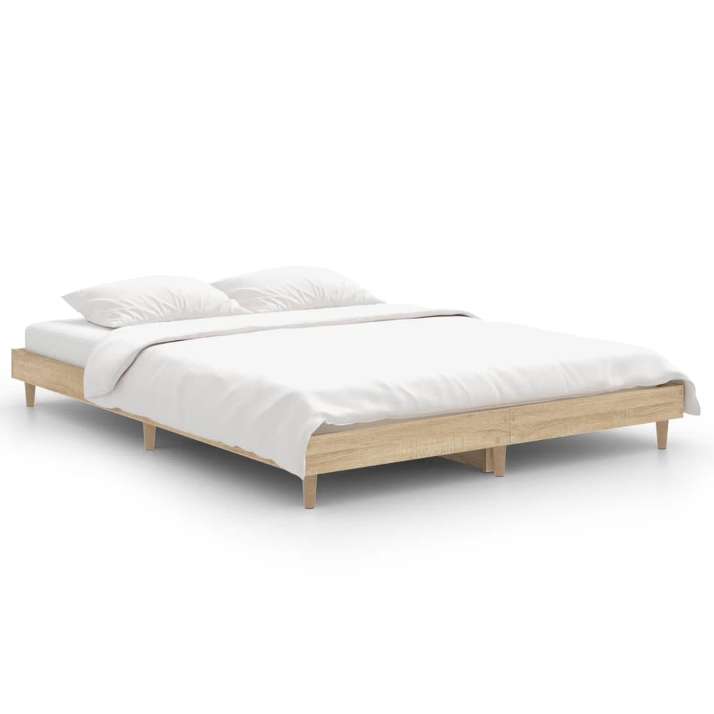 Bedframe bewerkt hout sonoma eikenkleurig 90x190 cm Bedden & bedframes | Creëer jouw Trendy Thuis | Gratis bezorgd & Retour | Trendy.nl