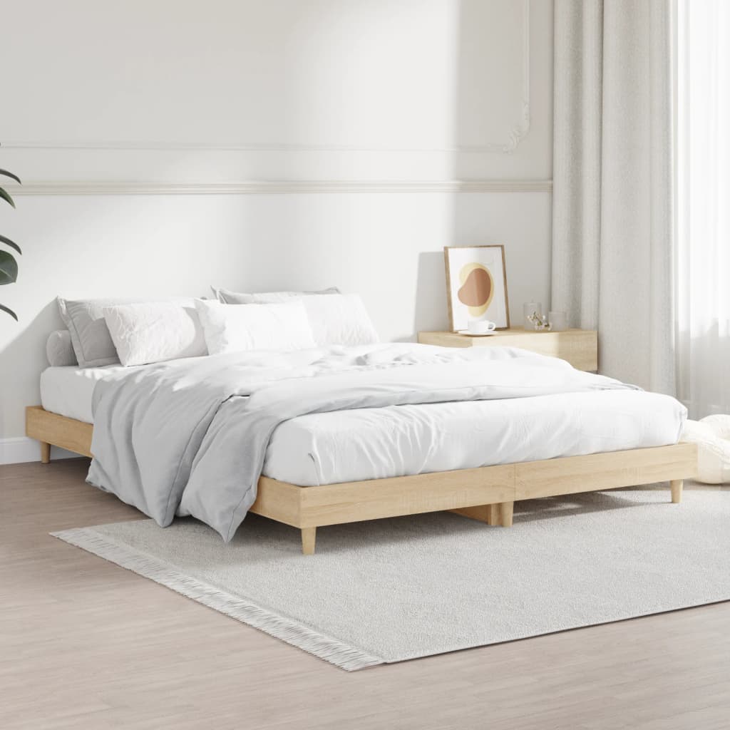 Bedframe bewerkt hout sonoma eikenkleurig 90x190 cm Bedden & bedframes | Creëer jouw Trendy Thuis | Gratis bezorgd & Retour | Trendy.nl