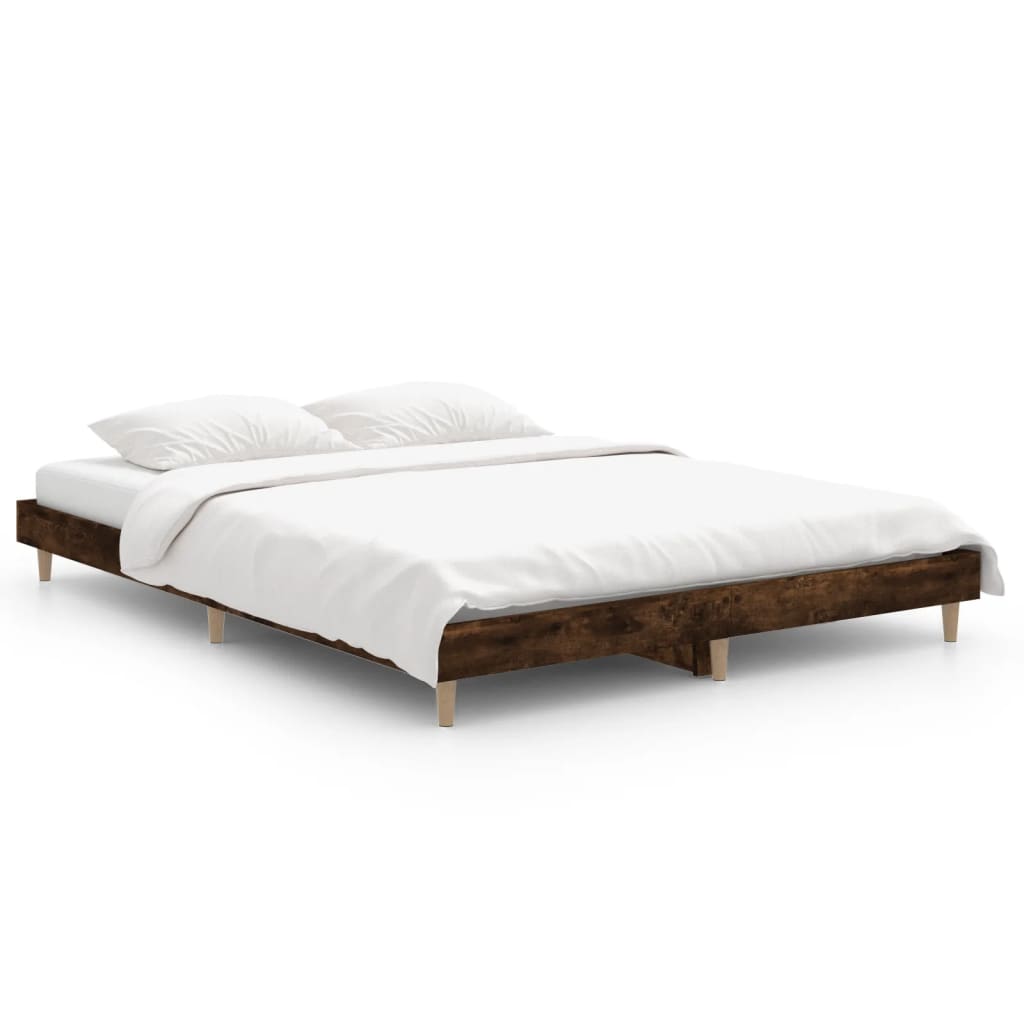 Bedframe bewerkt hout gerookt eikenkleurig 140x190 cm Bedden & bedframes | Creëer jouw Trendy Thuis | Gratis bezorgd & Retour | Trendy.nl