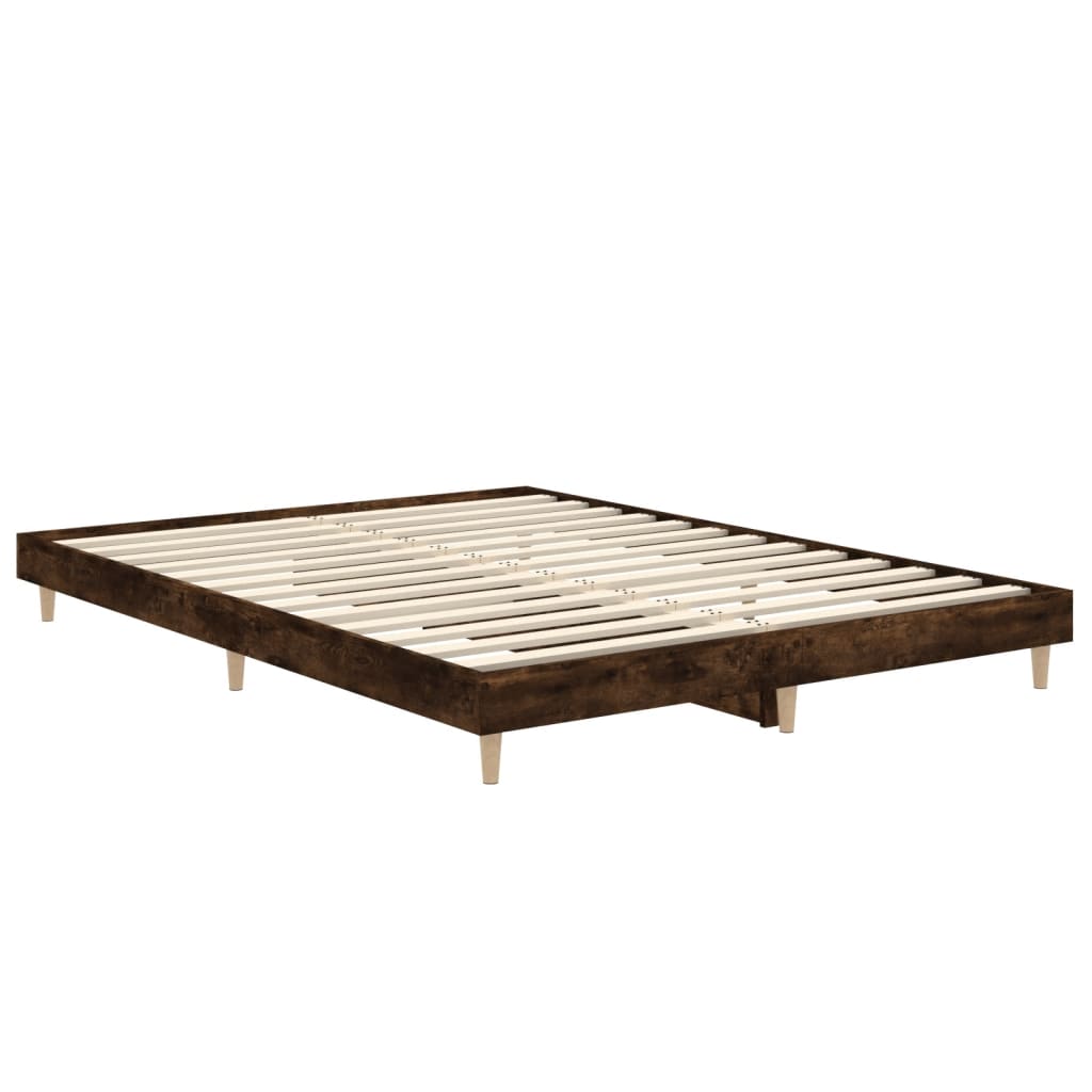 Bedframe bewerkt hout gerookt eikenkleurig 140x190 cm Bedden & bedframes | Creëer jouw Trendy Thuis | Gratis bezorgd & Retour | Trendy.nl