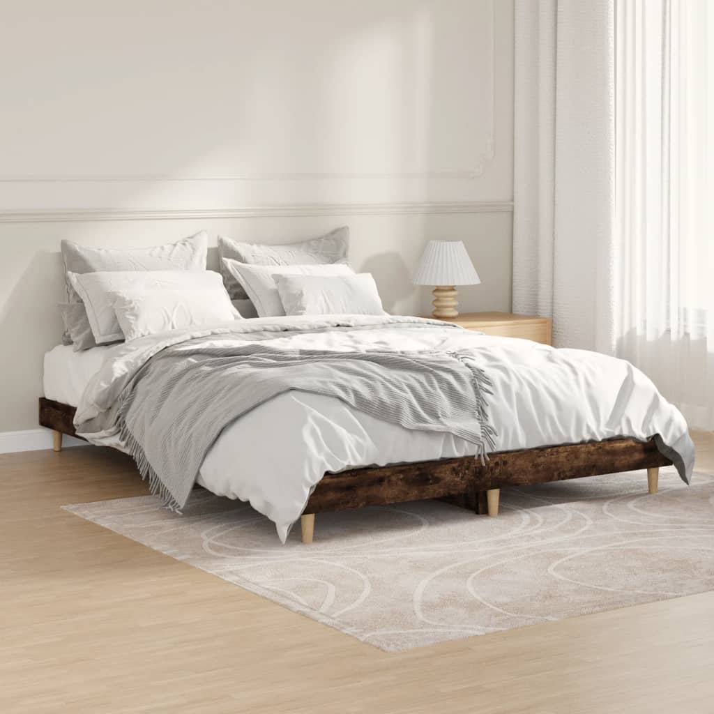 Bedframe bewerkt hout gerookt eikenkleurig 140x190 cm Bedden & bedframes | Creëer jouw Trendy Thuis | Gratis bezorgd & Retour | Trendy.nl