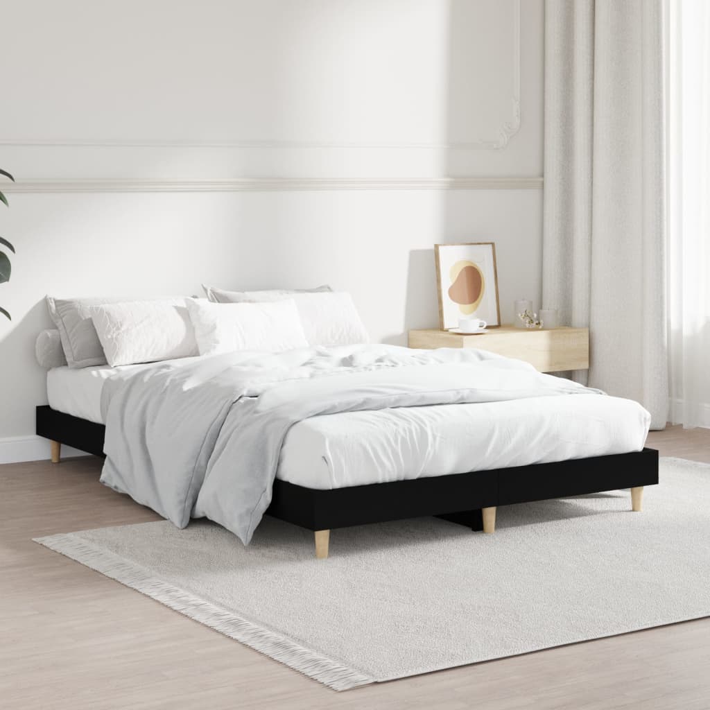 Bedframe bewerkt hout zwart 120x190 cm Bedden & bedframes | Creëer jouw Trendy Thuis | Gratis bezorgd & Retour | Trendy.nl