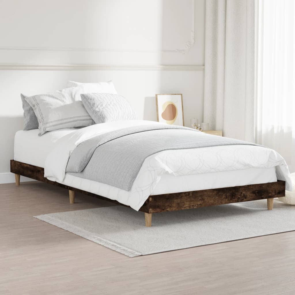 Bedframe bewerkt hout gerookt eikenkleurig 90x190 cm Bedden & bedframes | Creëer jouw Trendy Thuis | Gratis bezorgd & Retour | Trendy.nl