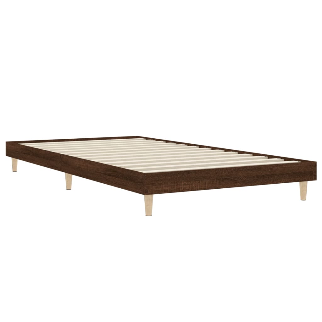 Bedframe bewerkt hout bruin eikenkleur 90x190 cm Bedden & bedframes | Creëer jouw Trendy Thuis | Gratis bezorgd & Retour | Trendy.nl