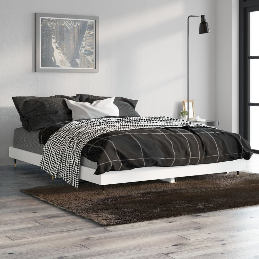 Bedframe LED massief hout wit 140x190 cm Bedden & bedframes | Creëer jouw Trendy Thuis | Gratis bezorgd & Retour | Trendy.nl