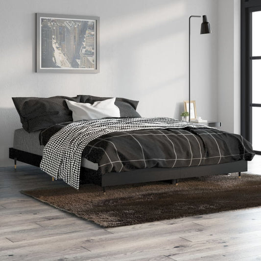 Bedframe LED massief hout zwart 140x190 cm Bedden & bedframes | Creëer jouw Trendy Thuis | Gratis bezorgd & Retour | Trendy.nl