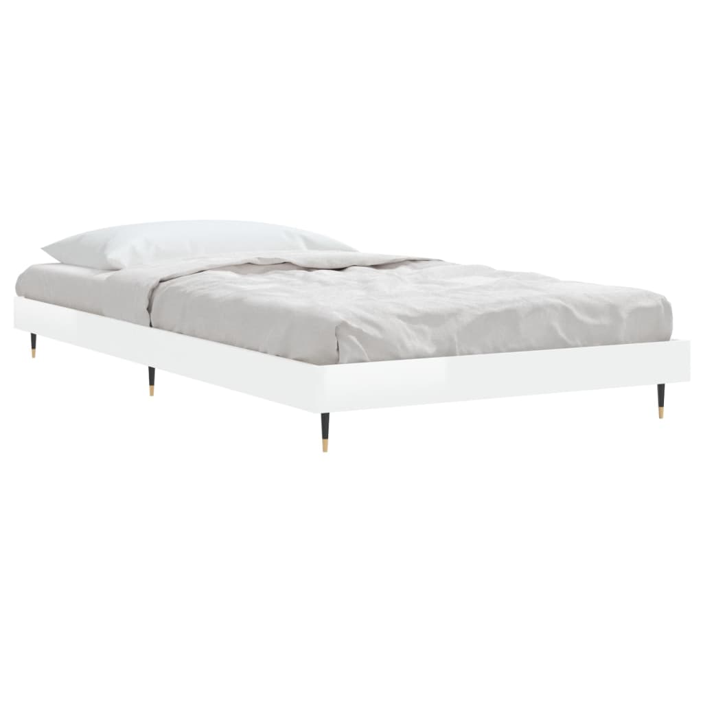 Bedframe bewerkt hout hoogglans wit 90x190 cm Bedden & bedframes | Creëer jouw Trendy Thuis | Gratis bezorgd & Retour | Trendy.nl