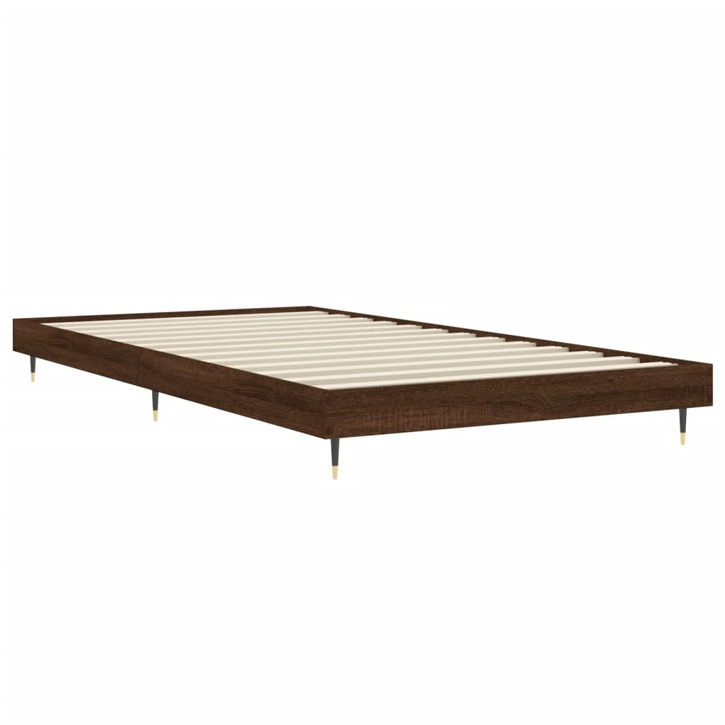 Bedframe bewerkt hout bruin eikenkleur 90x190 cm Bedden & bedframes | Creëer jouw Trendy Thuis | Gratis bezorgd & Retour | Trendy.nl