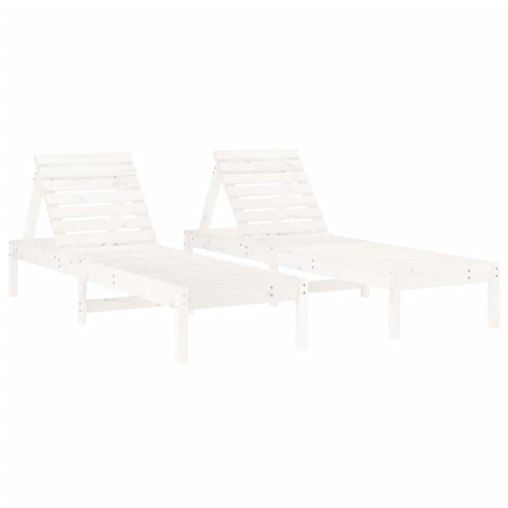 Ligstoelen 2 st 199,5x60x74 cm massief grenenhout wit Ligstoelen | Creëer jouw Trendy Thuis | Gratis bezorgd & Retour | Trendy.nl
