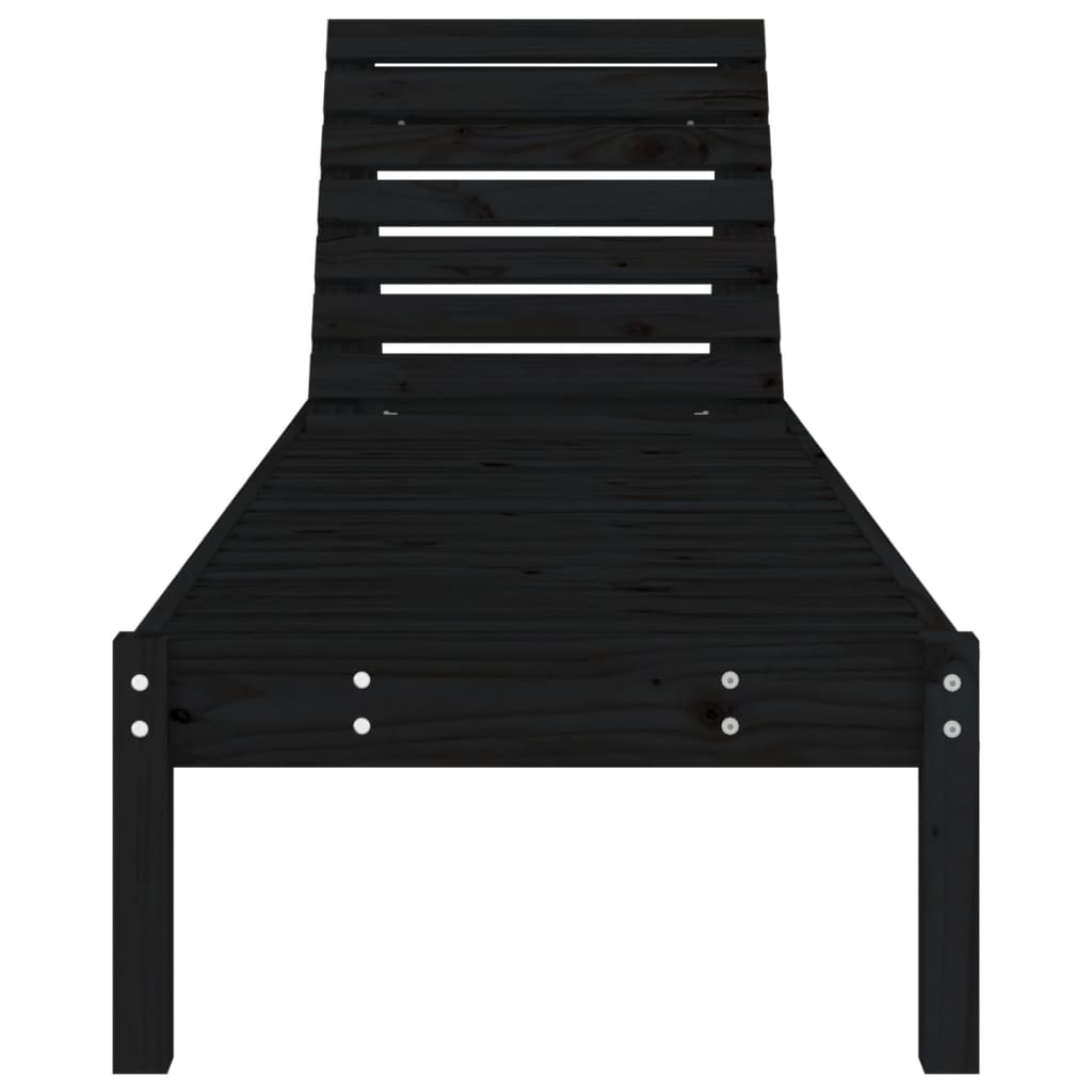 Ligbed 199,5x60x74 cm massief grenenhout zwart Ligstoelen | Creëer jouw Trendy Thuis | Gratis bezorgd & Retour | Trendy.nl
