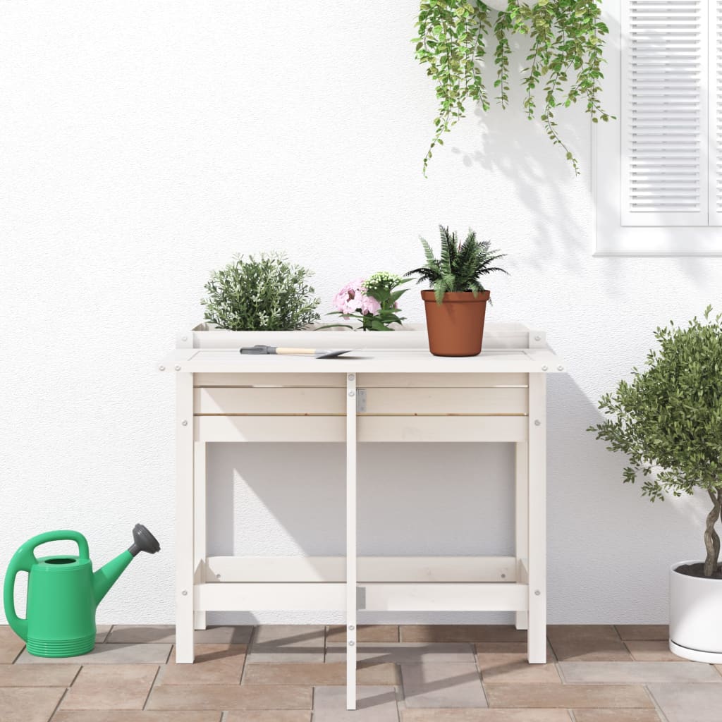 Plantenbak met inklapbaar tafelblad massief grenenhout wit Bloempotten & plantenbakken | Creëer jouw Trendy Thuis | Gratis bezorgd & Retour | Trendy.nl