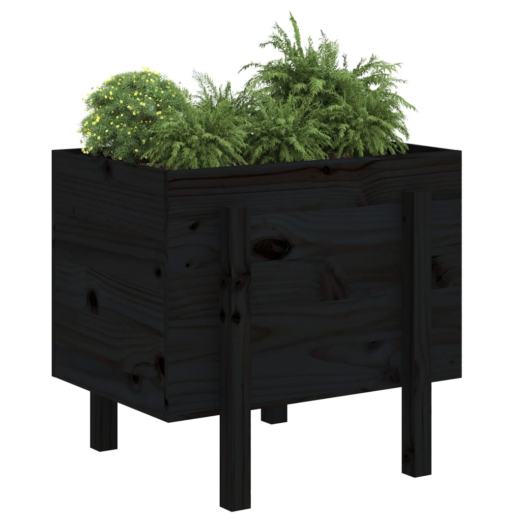 Plantenbak 62x50x57 cm massief grenenhout zwart Bloempotten & plantenbakken | Creëer jouw Trendy Thuis | Gratis bezorgd & Retour | Trendy.nl