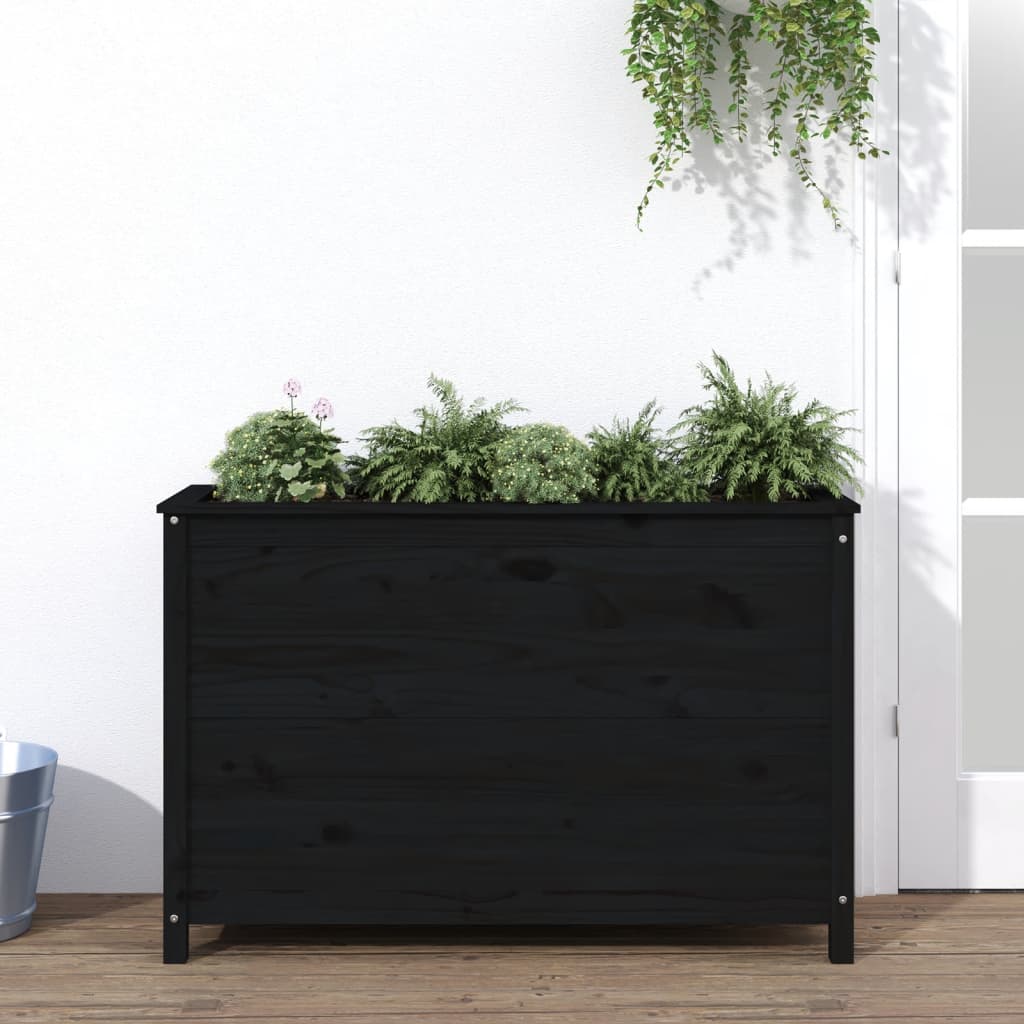 Plantenbak verhoogd 119,5x40x78 cm massief grenenhout zwart Bloempotten & plantenbakken | Creëer jouw Trendy Thuis | Gratis bezorgd & Retour | Trendy.nl
