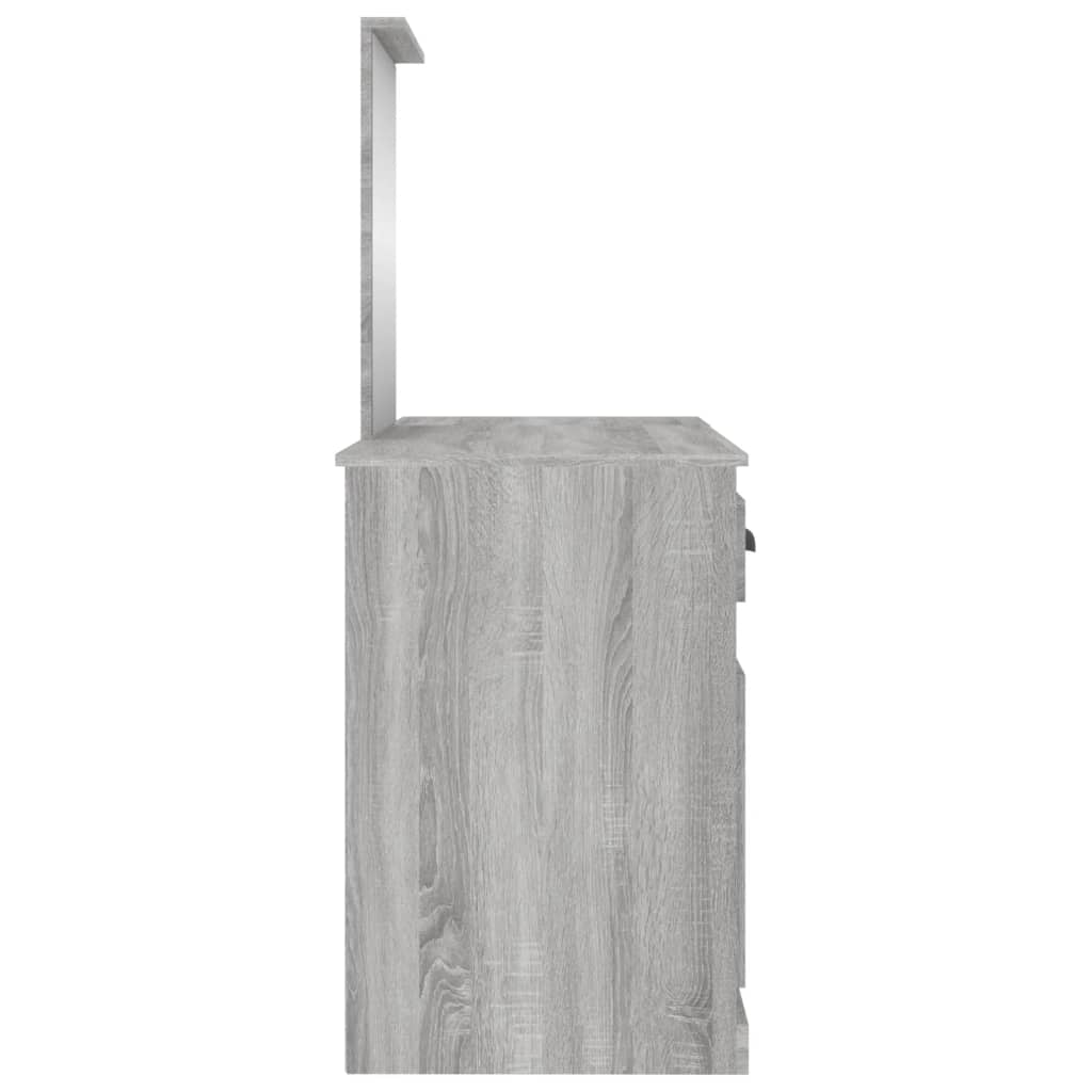 Prachtige grijze Sonoma eikenkleurige kaptafel met spiegel - Modern en stijlvol - Afmetingen: 130x50x132,5 cm Slaapkamerkaptafels | Creëer jouw Trendy Thuis | Gratis bezorgd & Retour | Trendy.nl
