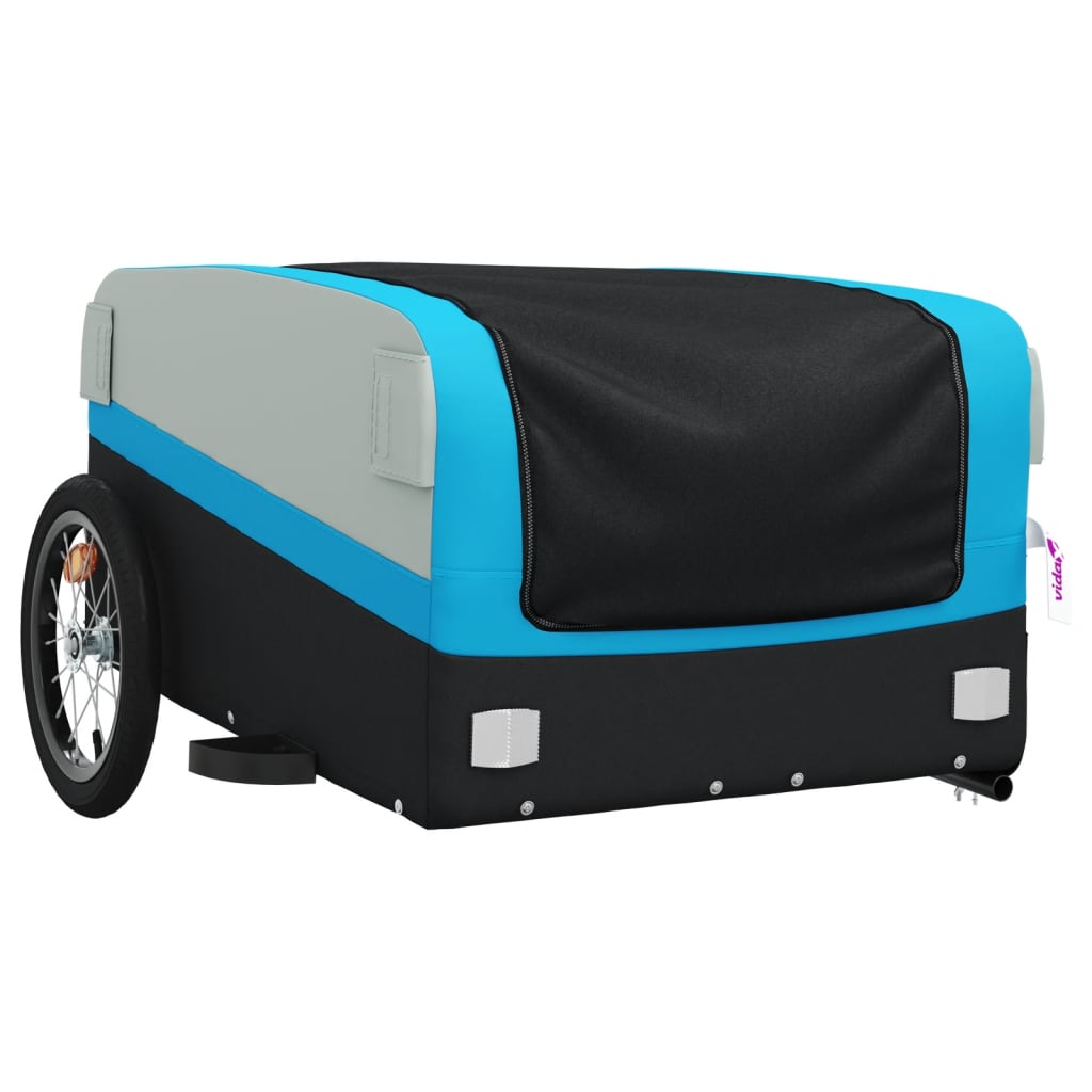 Fietstrailer 45 kg ijzer zwart en blauw Fietstrailers | Creëer jouw Trendy Thuis | Gratis bezorgd & Retour | Trendy.nl