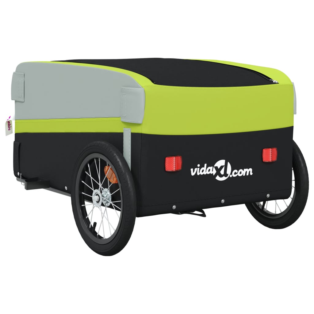 Fietstrailer 45 kg ijzer zwart en groen Fietstrailers | Creëer jouw Trendy Thuis | Gratis bezorgd & Retour | Trendy.nl