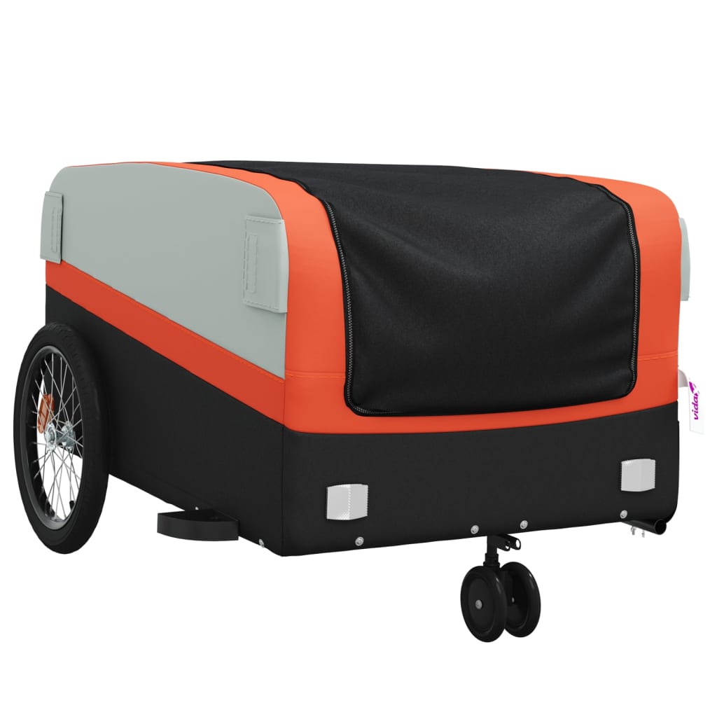Fietstrailer 45 kg ijzer zwart en oranje Fietstrailers | Creëer jouw Trendy Thuis | Gratis bezorgd & Retour | Trendy.nl