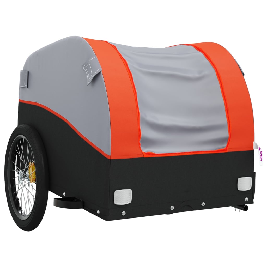 Fietstrailer 30 kg ijzer zwart en oranje Fietstrailers | Creëer jouw Trendy Thuis | Gratis bezorgd & Retour | Trendy.nl