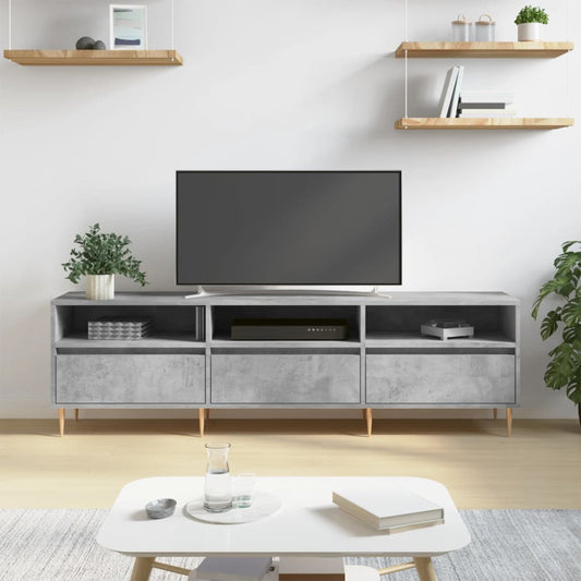 Stijlvol Tv-meubel van bewerkt hout in betongrijs - afmetingen 150x30x44,5 cm Tv-meubels | Creëer jouw Trendy Thuis | Gratis bezorgd & Retour | Trendy.nl
