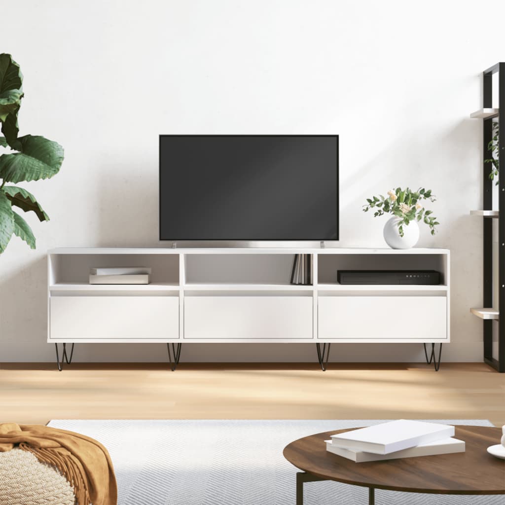 Moderne tv-kast van wit bewerkt hout - 150x30x44,5 cm Tv-meubels | Creëer jouw Trendy Thuis | Gratis bezorgd & Retour | Trendy.nl