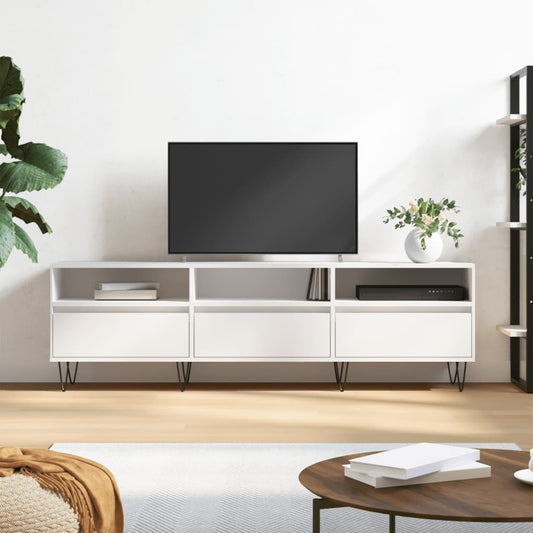 Moderne tv-kast van wit bewerkt hout - 150x30x44,5 cm