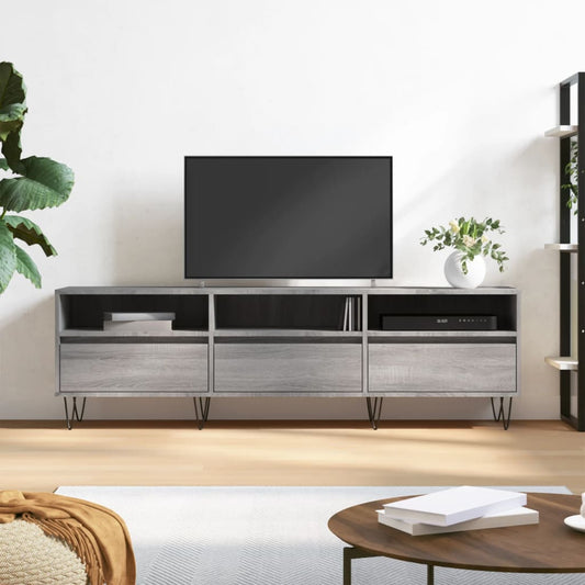 Stijlvol grijs sonoma eikenkleurig tv-meubel van bewerkt hout - 150x30x44,5 cm