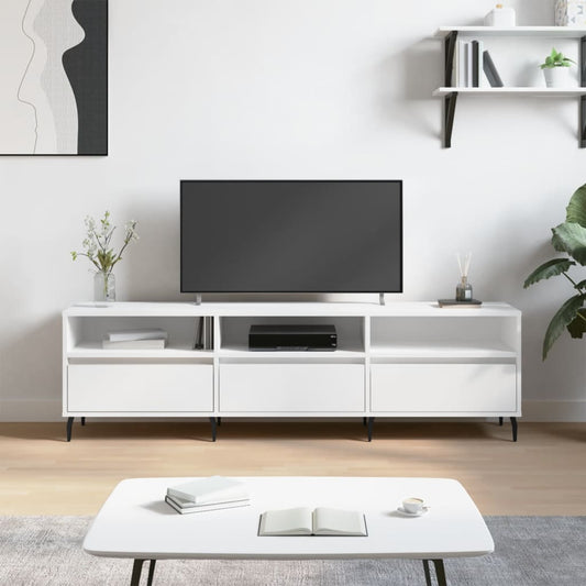 Modern TV-meubel 150x30x44,5 cm - Stijlvol bewerkt wit hout voor je interieur