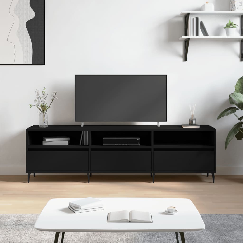 Tv-meubel 150x30x44,5 cm bewerkt hout zwart Tv-meubels | Creëer jouw Trendy Thuis | Gratis bezorgd & Retour | Trendy.nl
