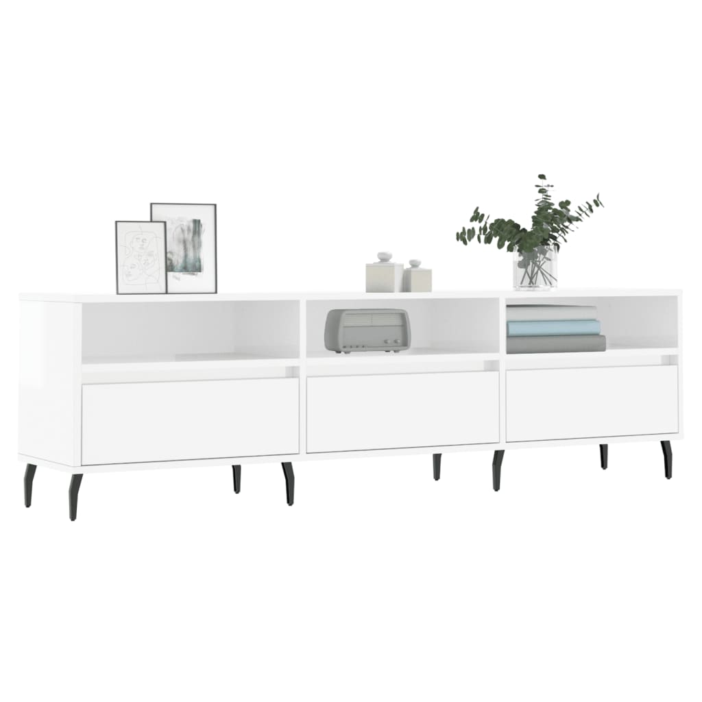 Moderne Tv-meubel van Hoogglans Wit Bewerkt Hout - 150x30x44,5 cm Tv-meubels | Creëer jouw Trendy Thuis | Gratis bezorgd & Retour | Trendy.nl
