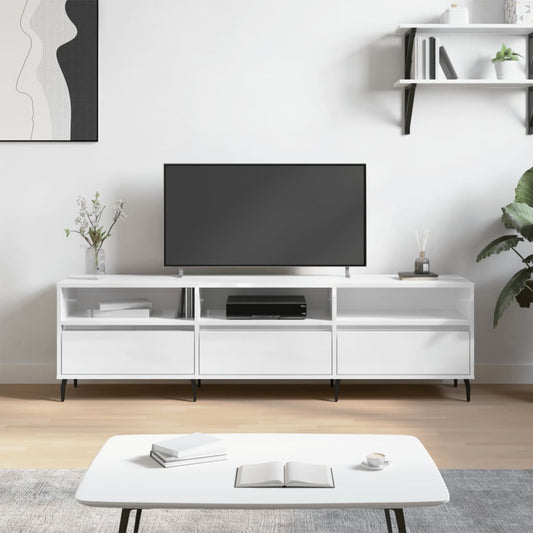 Moderne Tv-meubel van Hoogglans Wit Bewerkt Hout - 150x30x44,5 cm
