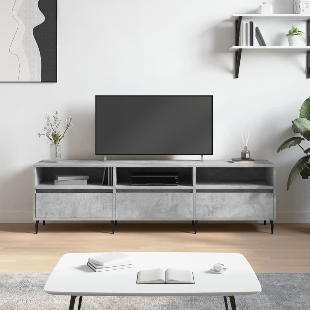 Stijlvol Tv-meubel van Bewerkt Hout in Betongrijs 150x30x44,5 cm Tv-meubels | Creëer jouw Trendy Thuis | Gratis bezorgd & Retour | Trendy.nl