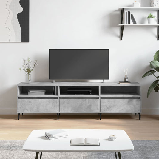 Stijlvol Tv-meubel van Bewerkt Hout in Betongrijs 150x30x44,5 cm