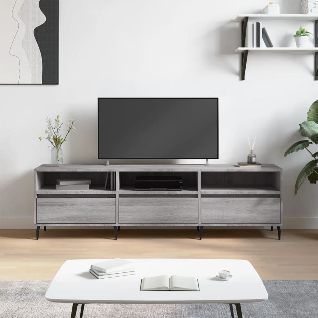 Stijlvol TV-meubel van bewerkt hout - grijs sonoma eikenkleurig - 150x30x44,5 cm Tv-meubels | Creëer jouw Trendy Thuis | Gratis bezorgd & Retour | Trendy.nl
