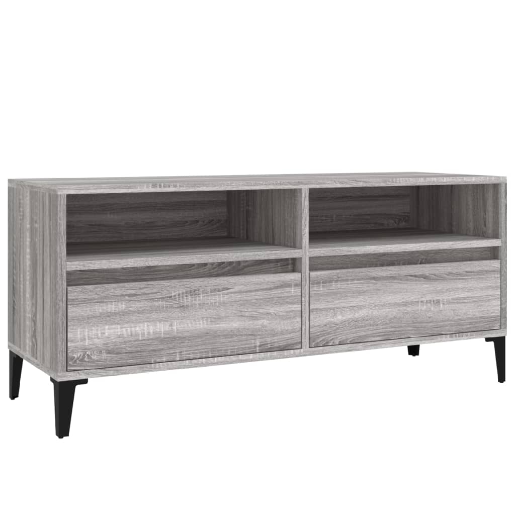 Stijlvol tv-meubel van bewerkt hout in grijs sonoma eikenkleur - 100x34,5x44,5 cm Tv-meubels | Creëer jouw Trendy Thuis | Gratis bezorgd & Retour | Trendy.nl